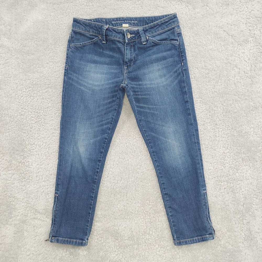 Banana Republic Jeans Women's 26 Blue Skinny‎ Crop Ankle Zip Denim Pants